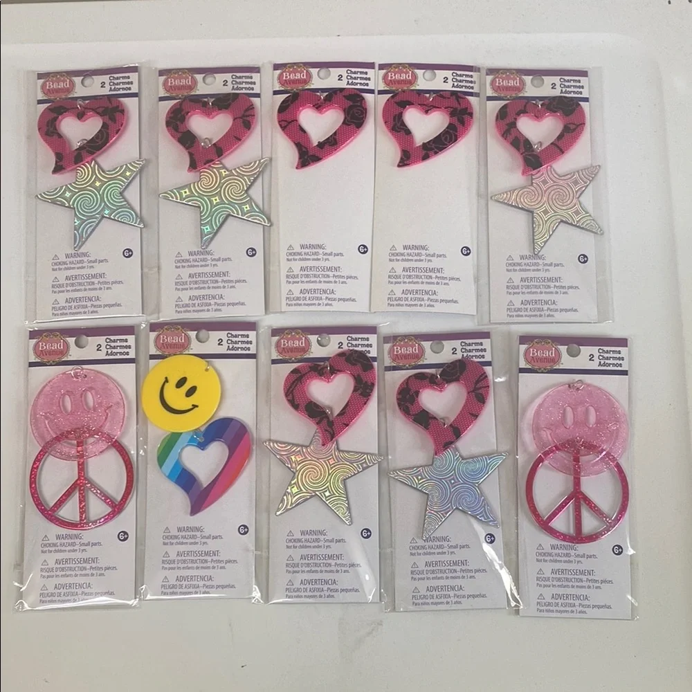 Bead Avenue 18 pc Heart Star Smiley Face Party Charms
